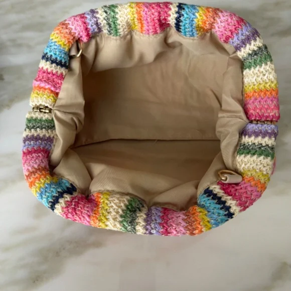 Multi Color Raffia Clutch - Picture 5 of 6